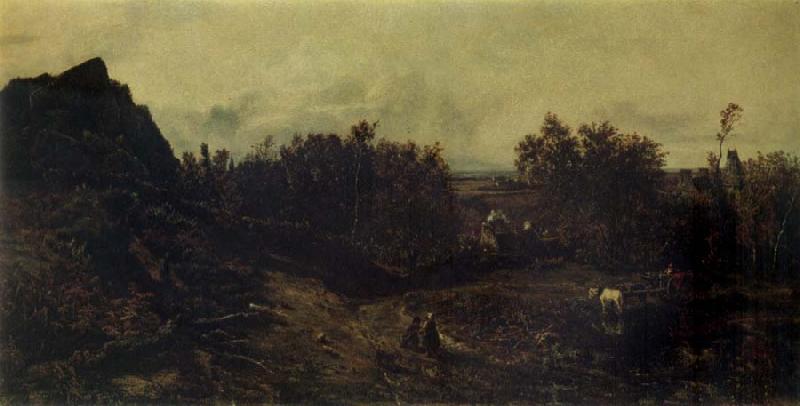 Theodore Rousseau View on the Outskirts of Granville oil painting image